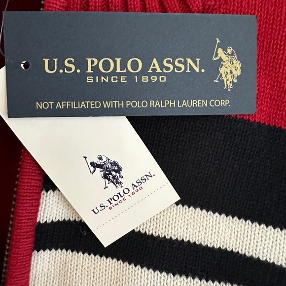 NWT U.S. Polo Assn. Womens Red Sweater Ski Sweater 1/4 Zipper Size Medium - Picture 12 of 13
